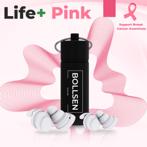 BOLLSEN Life+ Pink Edition -silikonikorvatulpat nukkumiseen, pehmeän pinkillä muotoilulla ja alumiinikotelolla